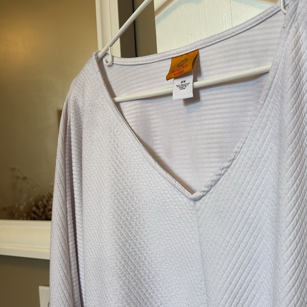Ruby Rd White V-Neck Tie-Front Top - Picture 3 of 4